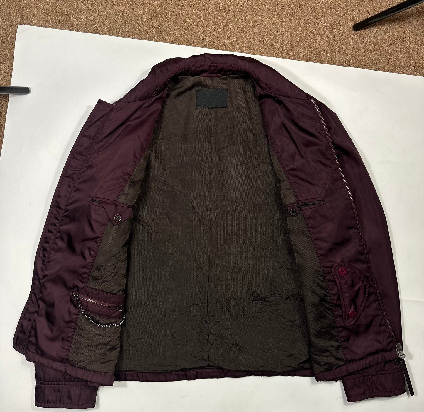 Prada 00’s Wine Nylon Modular Padded Work Jacket - L