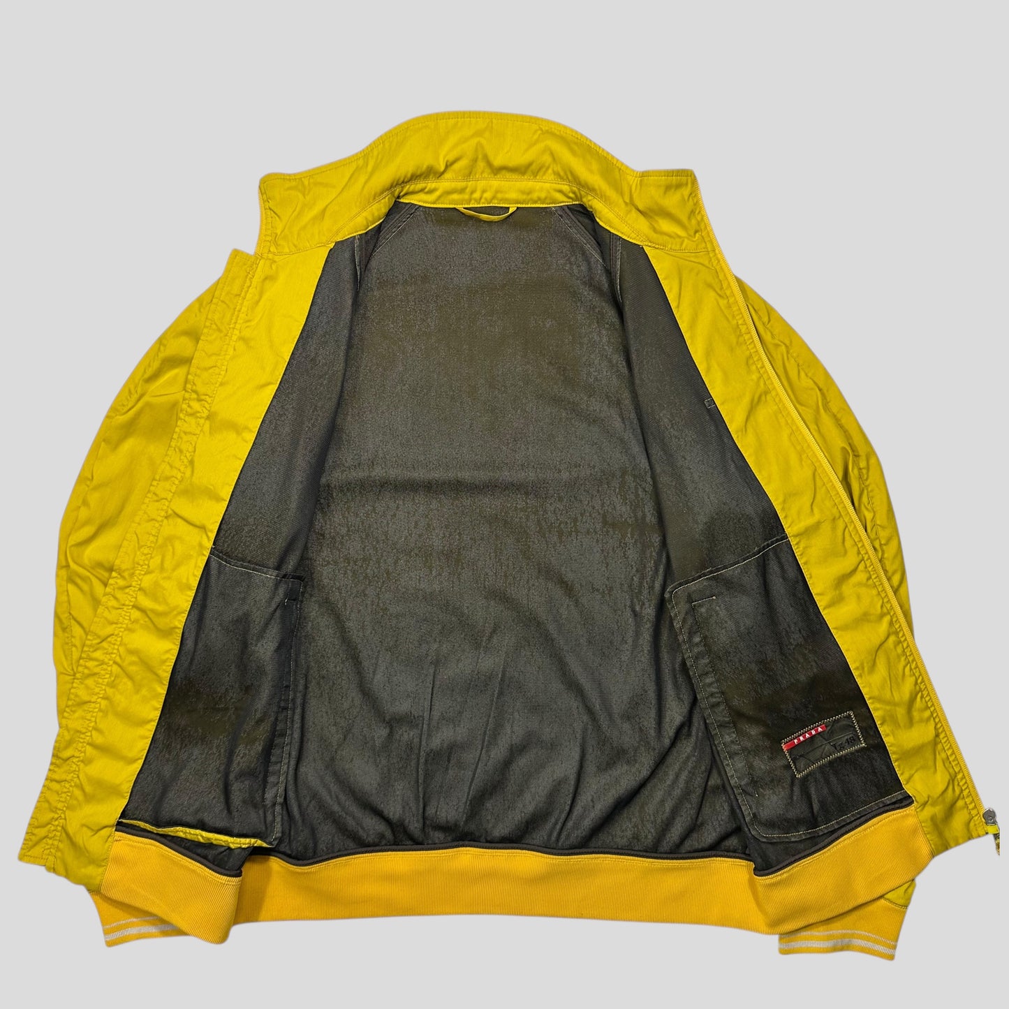 Prada Sport 2011 Acid Yellow Red Tab Nylon Striped Track Jacket - IT48 (M)