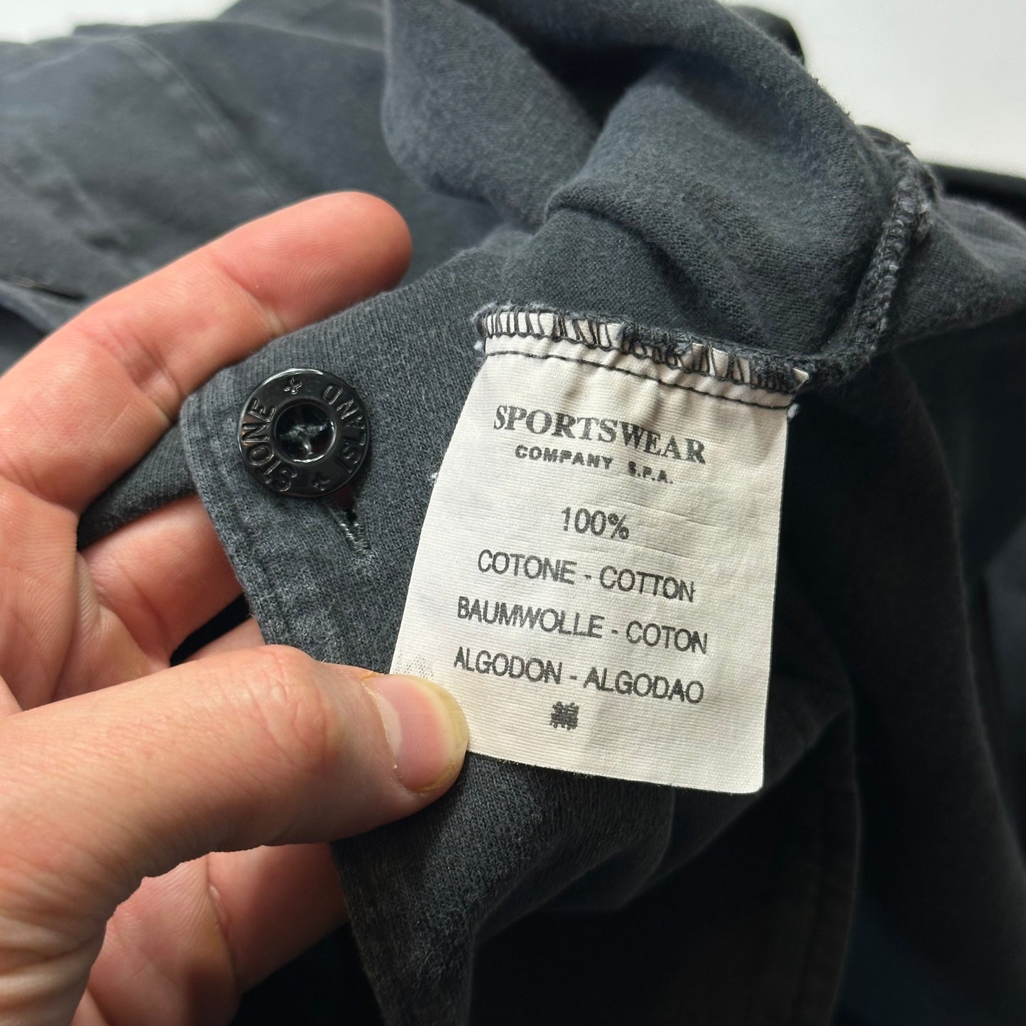 Stone Island 1999 Heavy Cotton Spellout Carpenter Shirt - M (L)