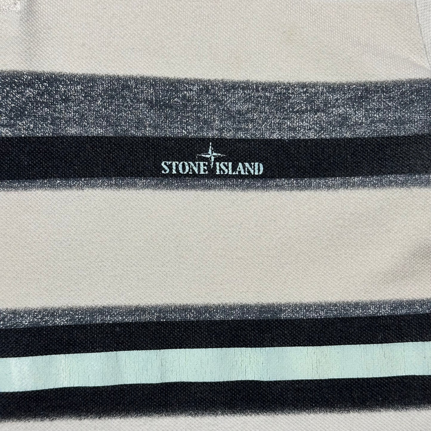 Stone Island SS13 Mint Logo Striped Polo Shirt - L (M)