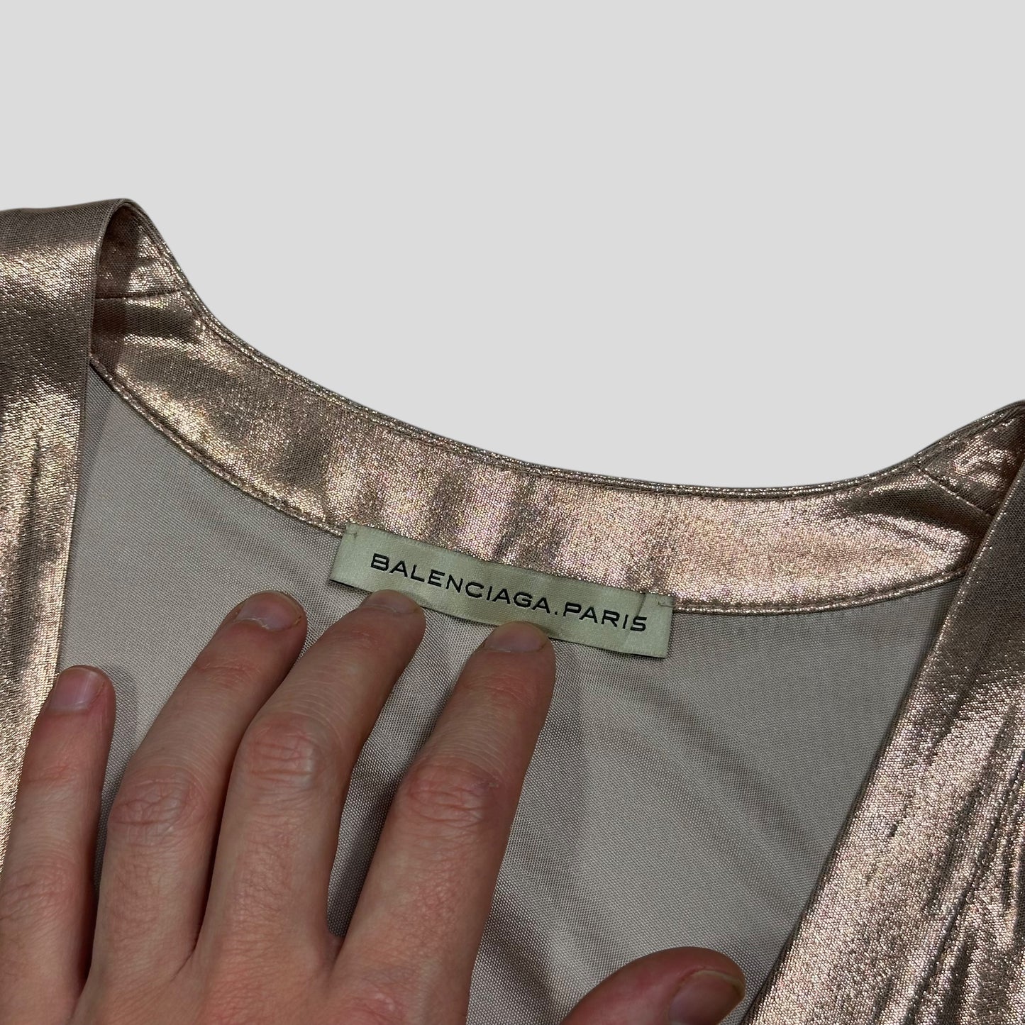 Balenciaga Paris 00’s Silk ‘Wet Look’ Glitter Vest Tank Top