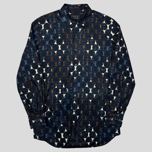 Prada Milano 2006 Diamond and Dots Plaid Abstract Print Shirt - M/L