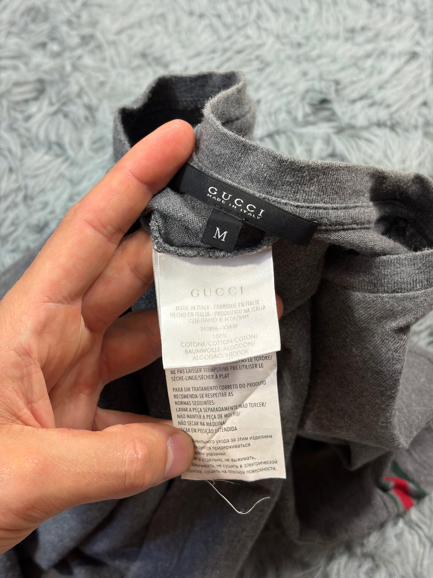 Gucci 2010s Web Stripe Grey T-shirt - S/M