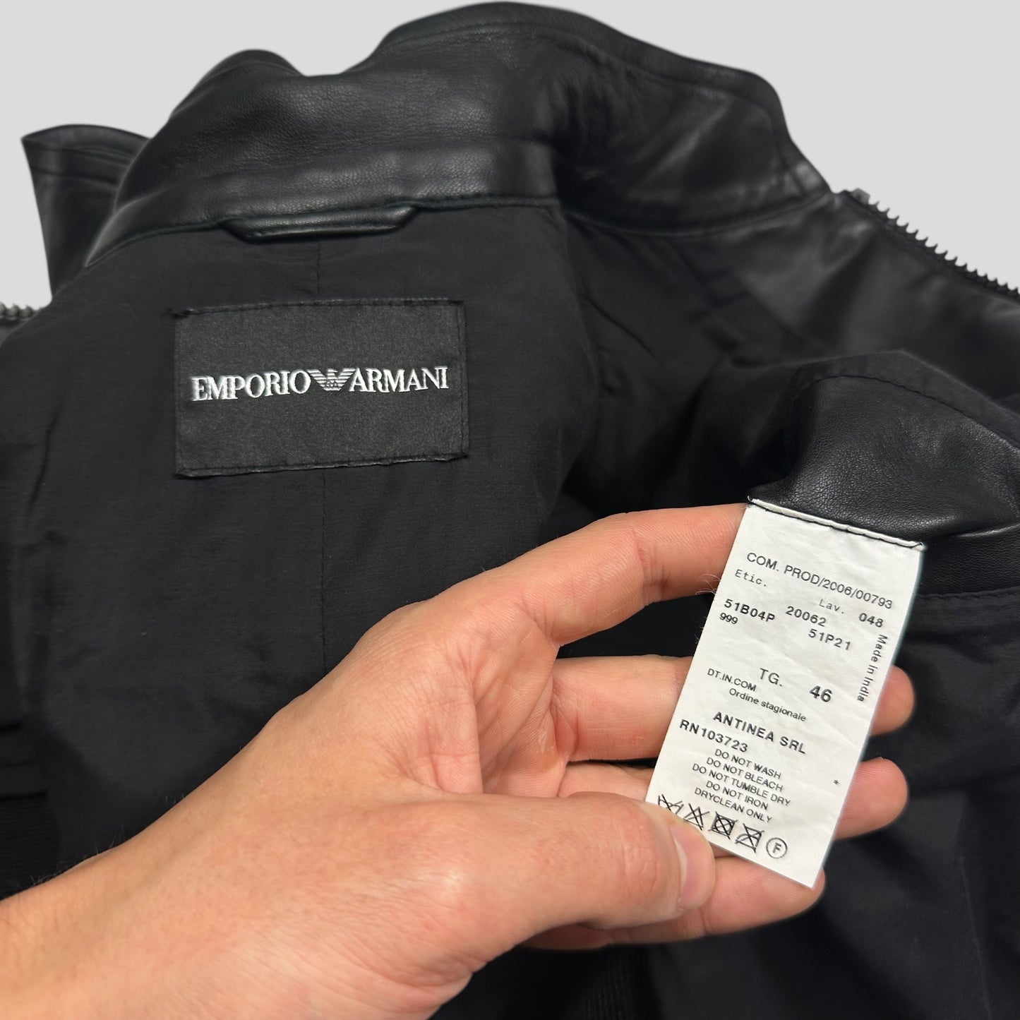 Emporio Armani 2006 Leather Panelled Biker Moto Jacket - IT46 (S)