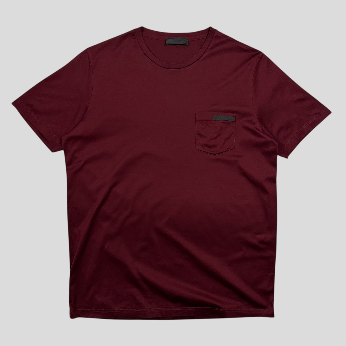 Prada 2018 Burgundy Soft Cotton Pocket Logo T-shirt - M