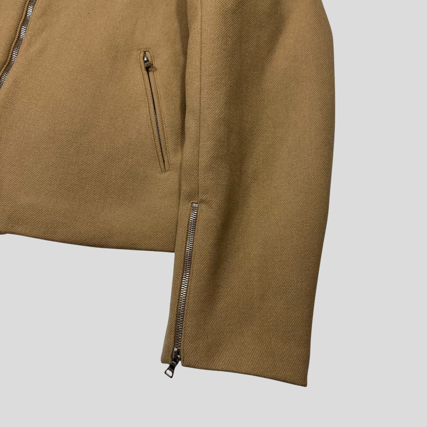Prada Milano 1999 Wool Padded Leather Detailed Biker Jacket - L