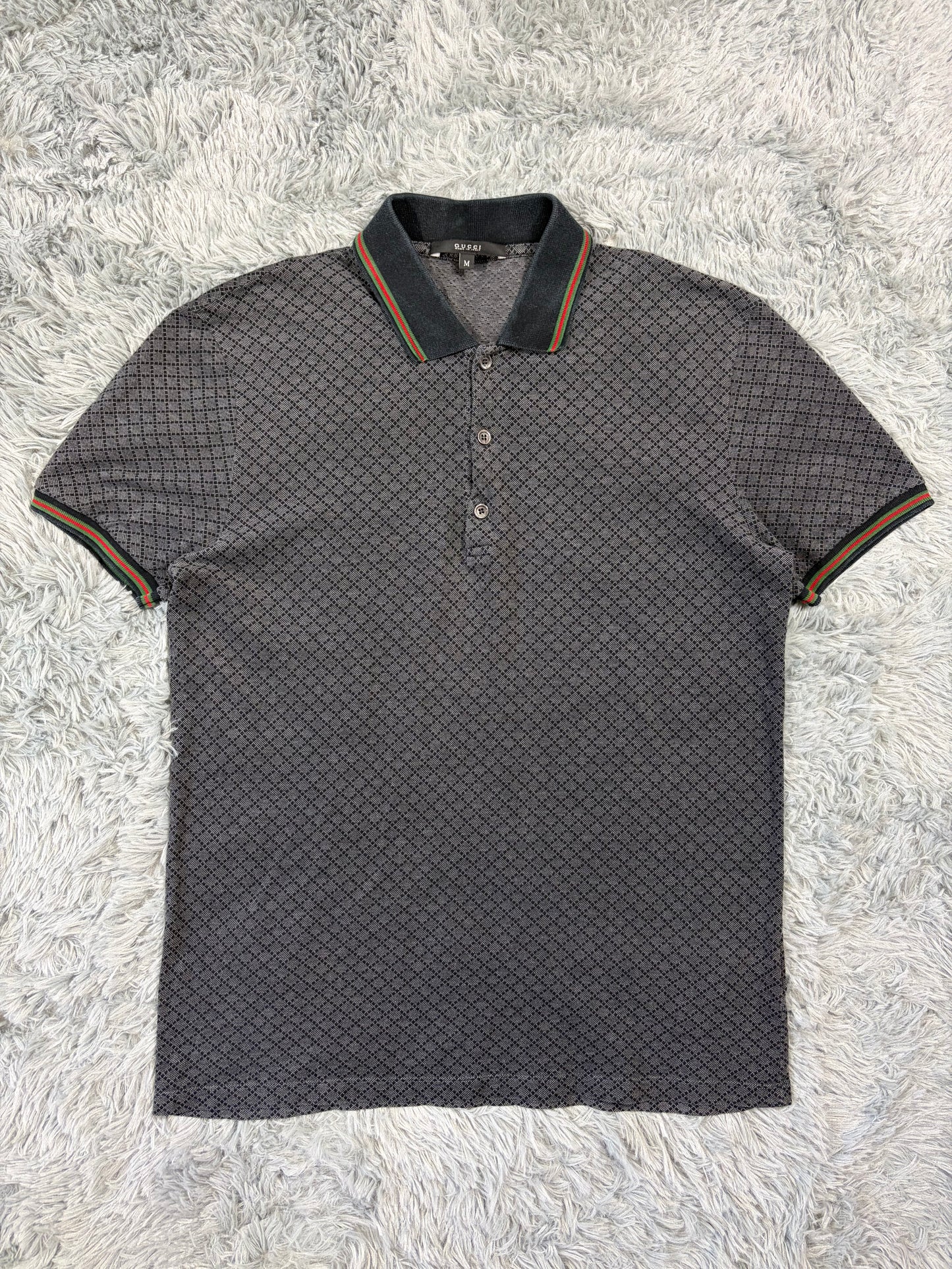Gucci 2011 Cross Monogram Web Stripe Polo Shirt - S/M
