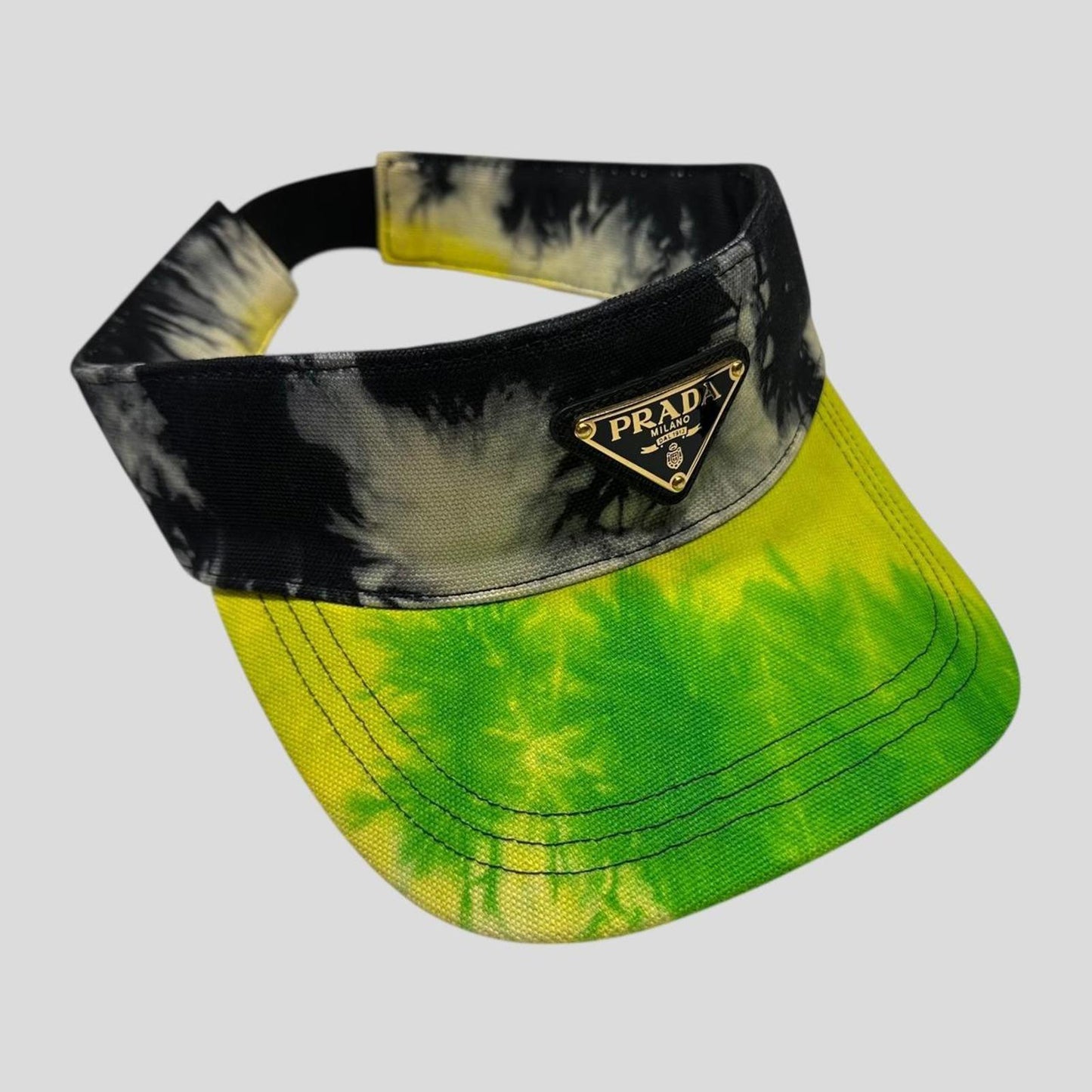 Prada Milano Tie-Dye Triangle Logo Visor Cap - M