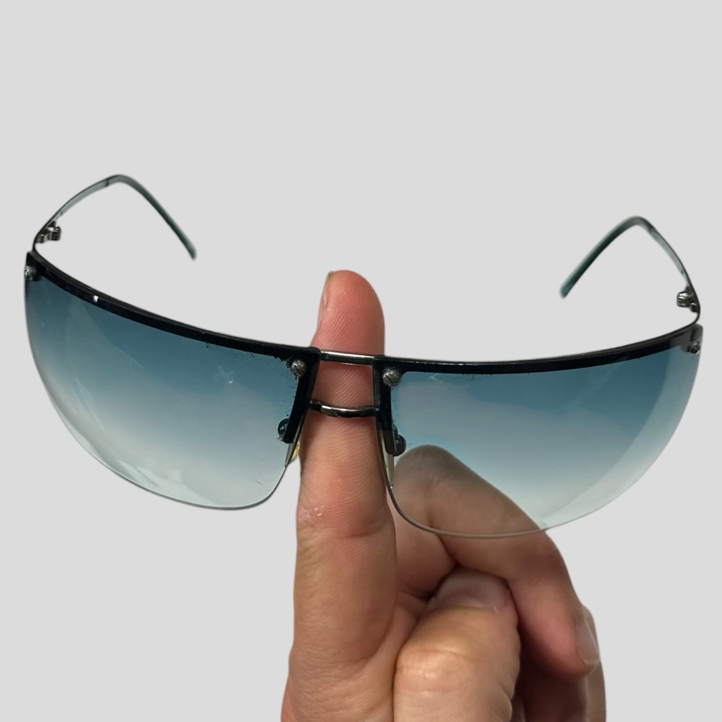 Gucci 00’s Gradient Half Frame Shield Sunglasses