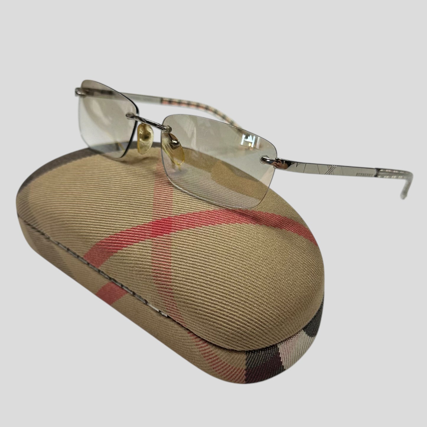 Burberry Safilo Nova Check Logo Metal Square Sunglasses