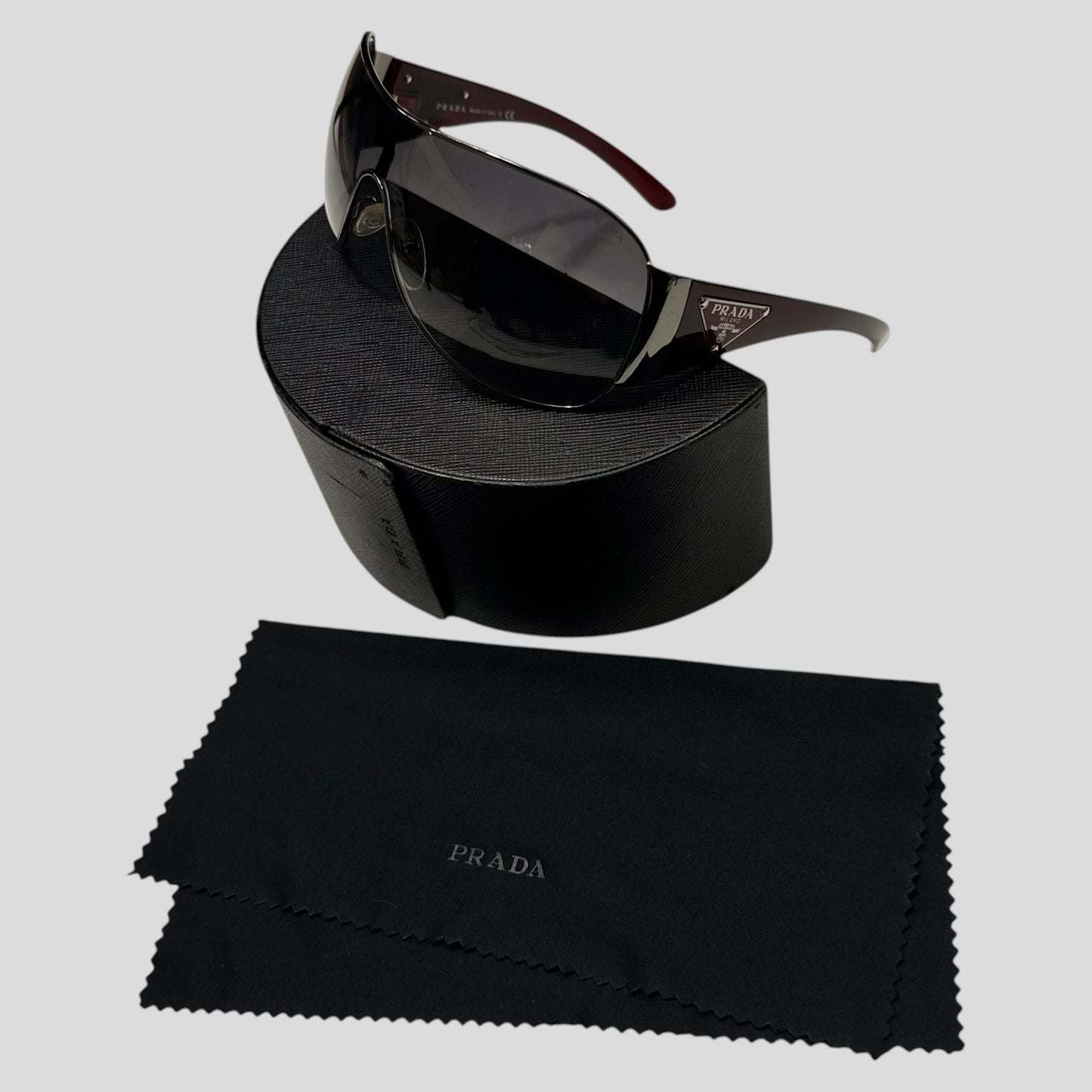 Prada Milano 00’s Triangle Logo Gradient Shield Sunglasses