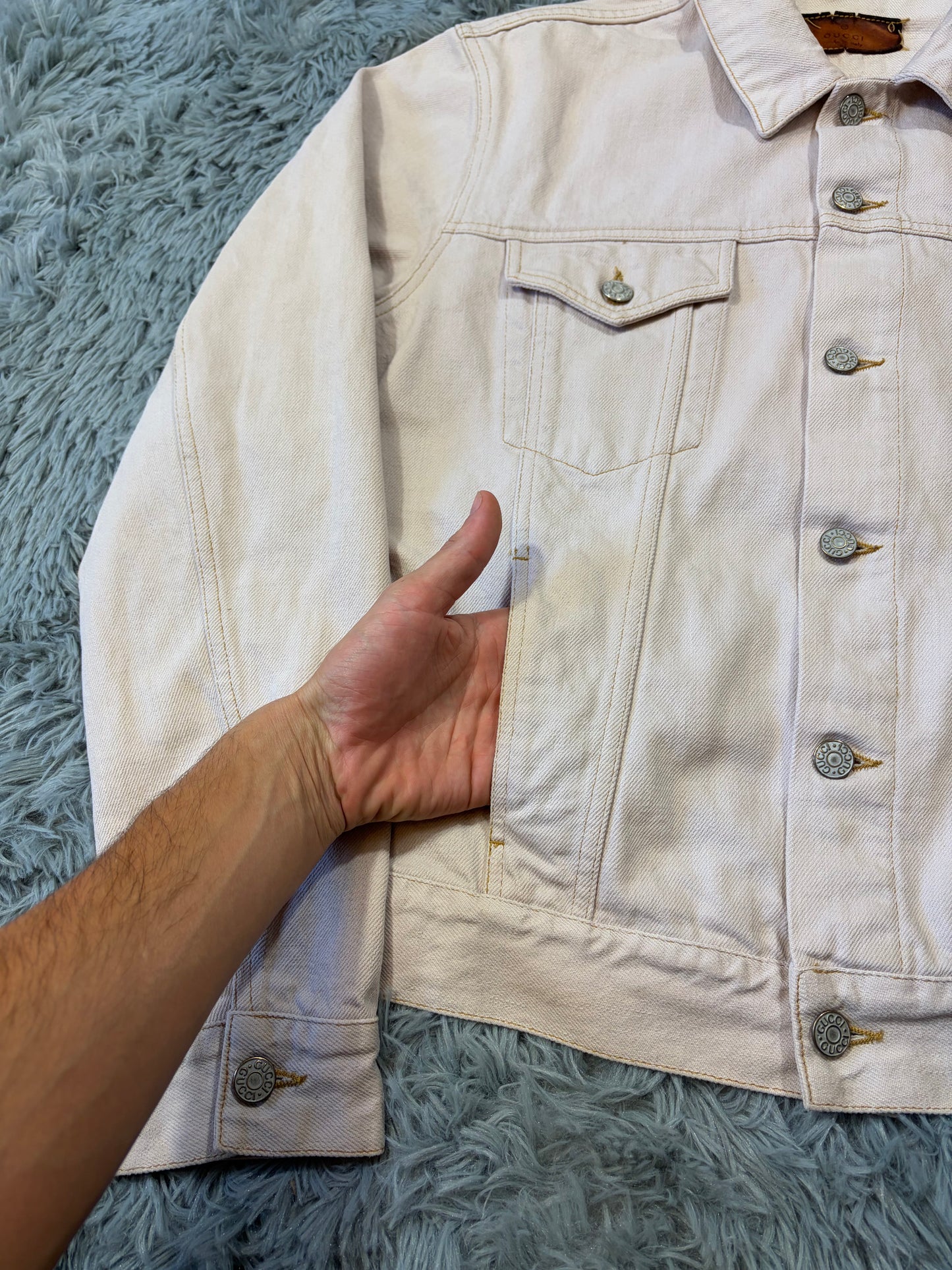 Gucci by Tom Ford 00’s Pale Pink Mens Trucker Jacket - IT52