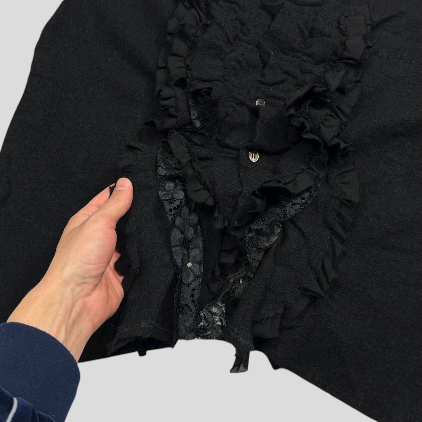 Comme Des Garçons 00’s Ruffled Sheer Panelled Floral Gothic Top - M