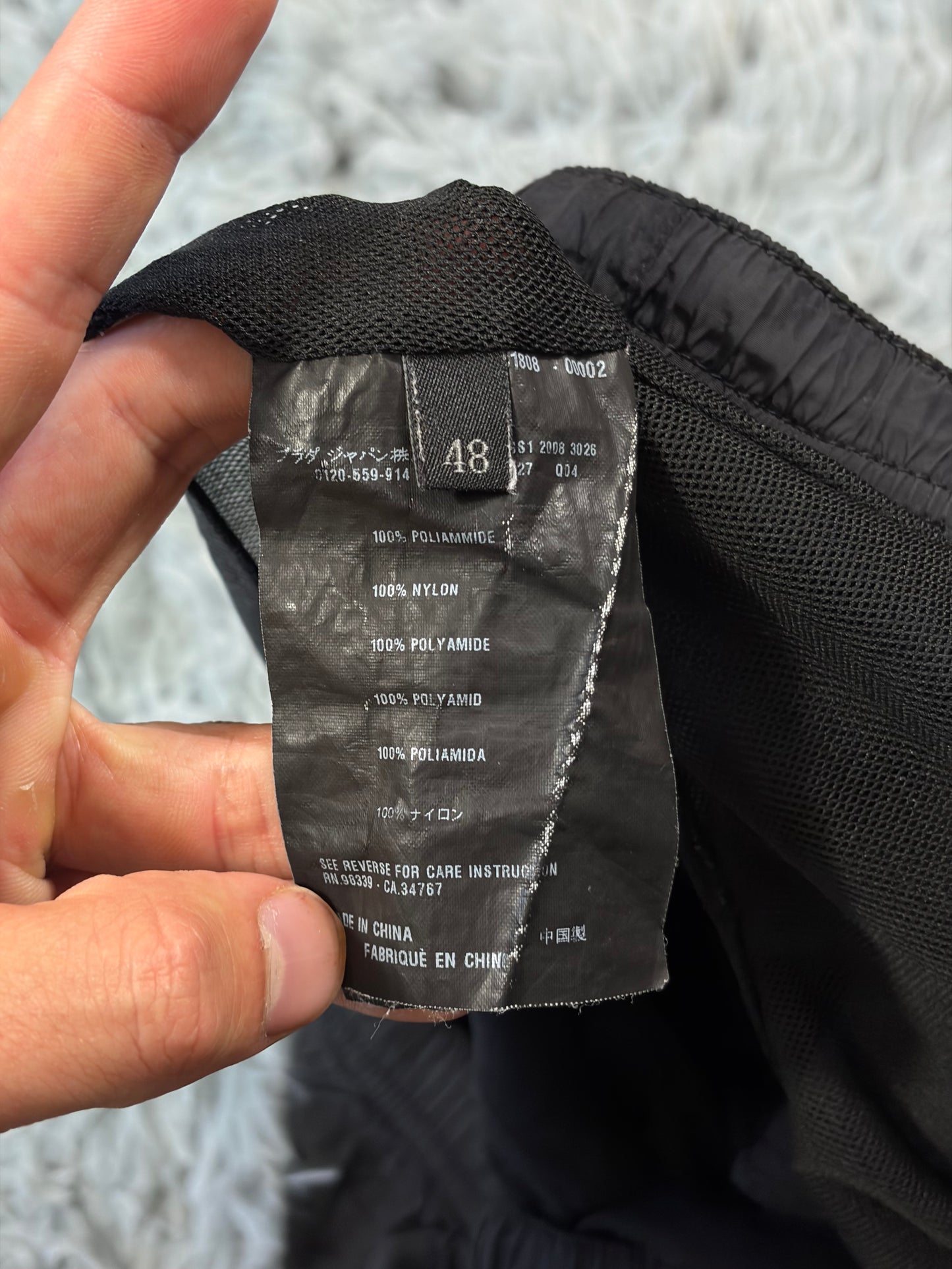 Prada Sport 2008 Black Nylon Red Tab Shimmer Shorts - IT48