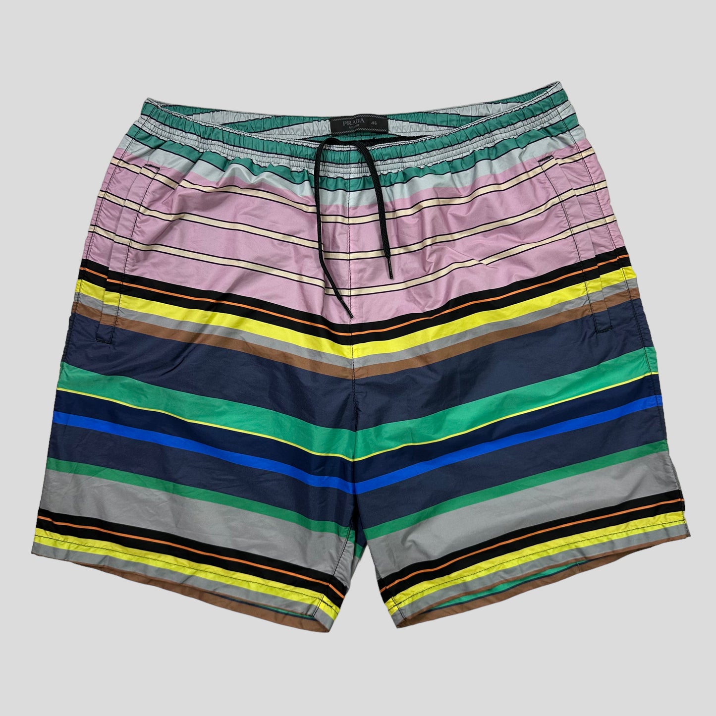 Prada Milano 2018 Striped Logo Nylon Shorts - IT46