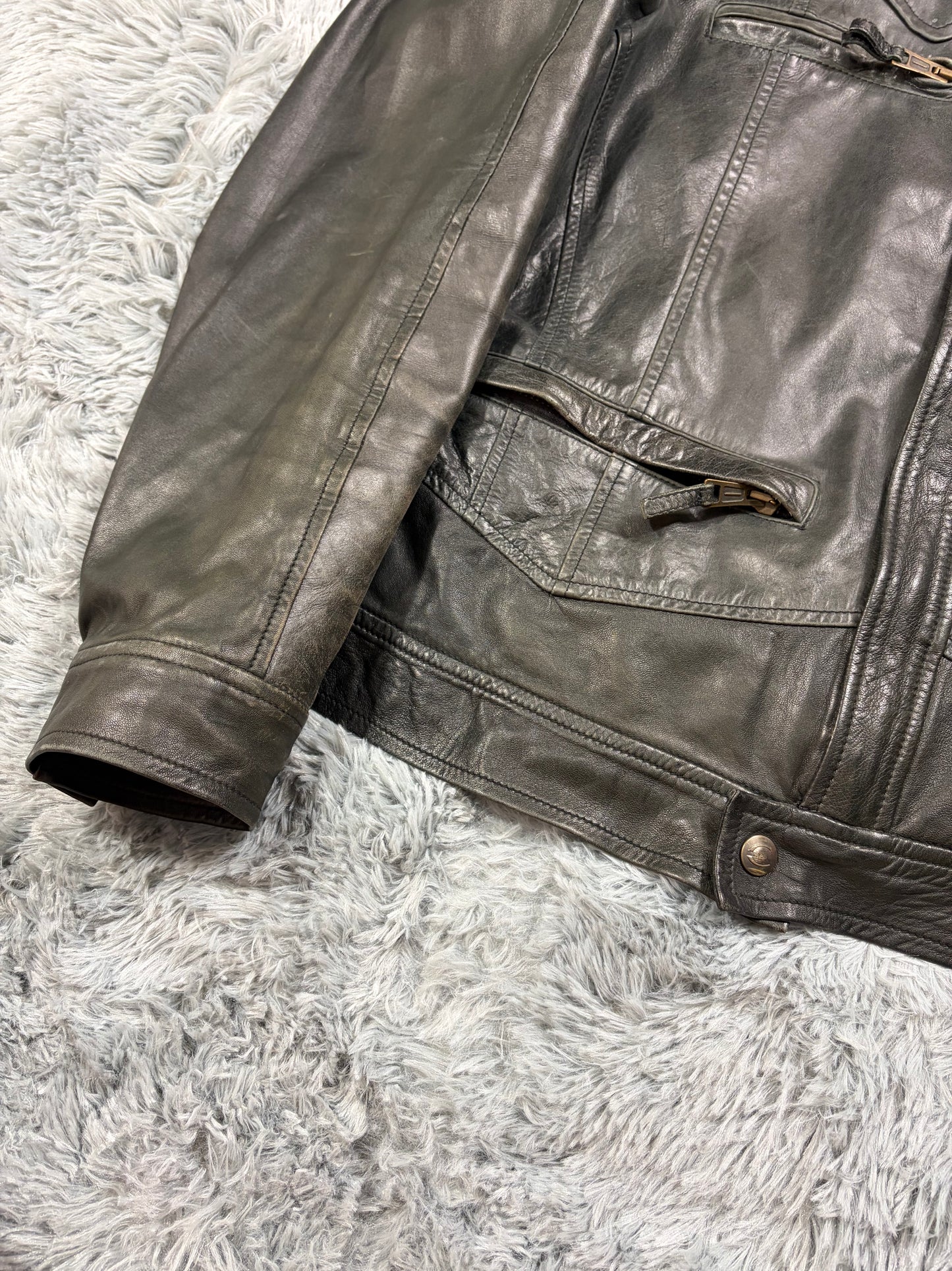 Just Cavalli SS07 Leather Weathered Bondage Jacket - L