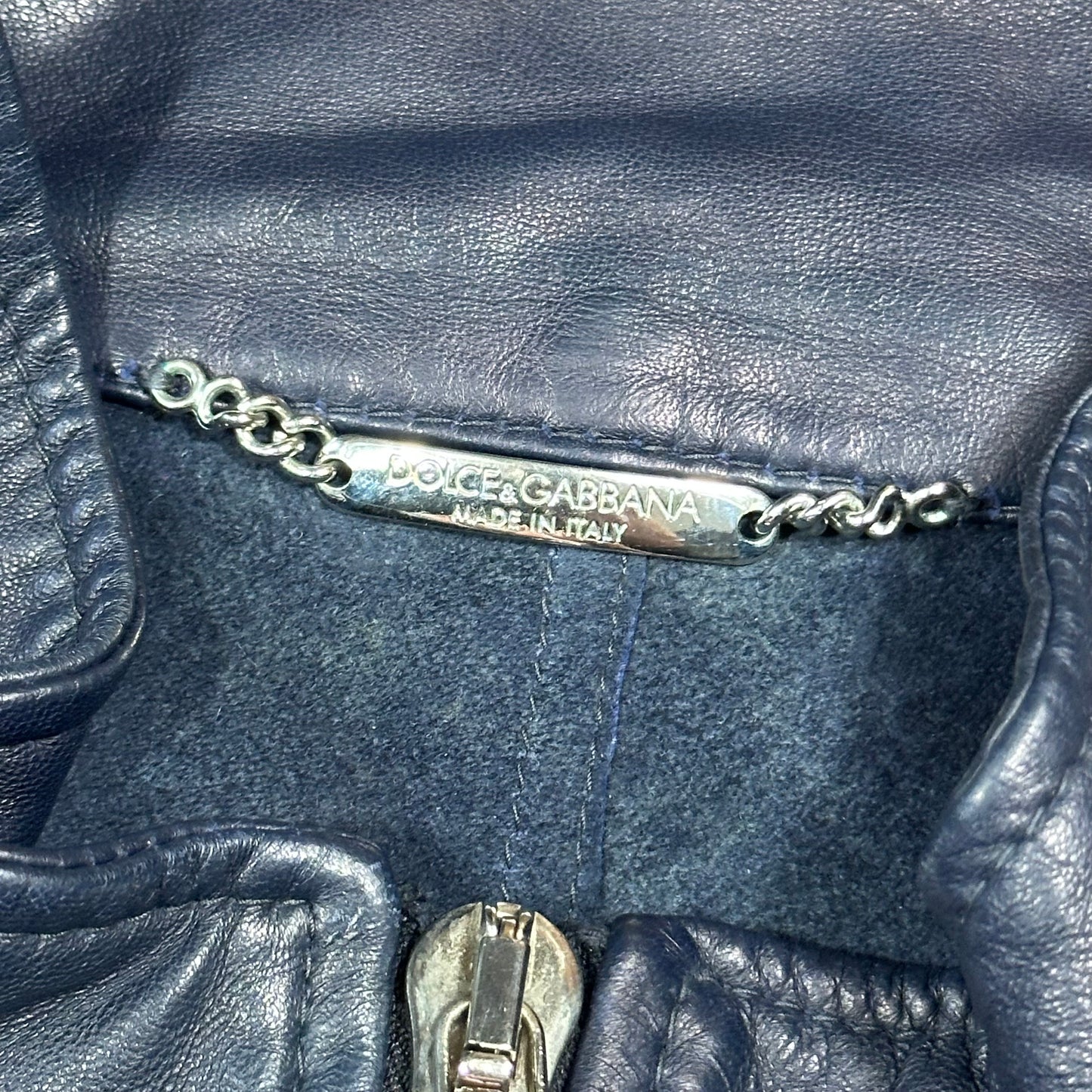 Dolce & Gabanna 00’s Blue Premium Leather Bomber Jacket - IT58 (XL)
