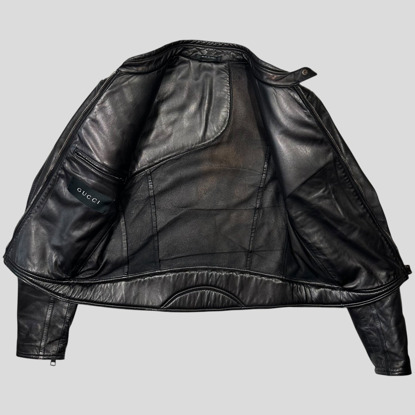 Gucci by Tom Ford AW00 Runway Spiral Leather Padded Moto Jacket - IT50