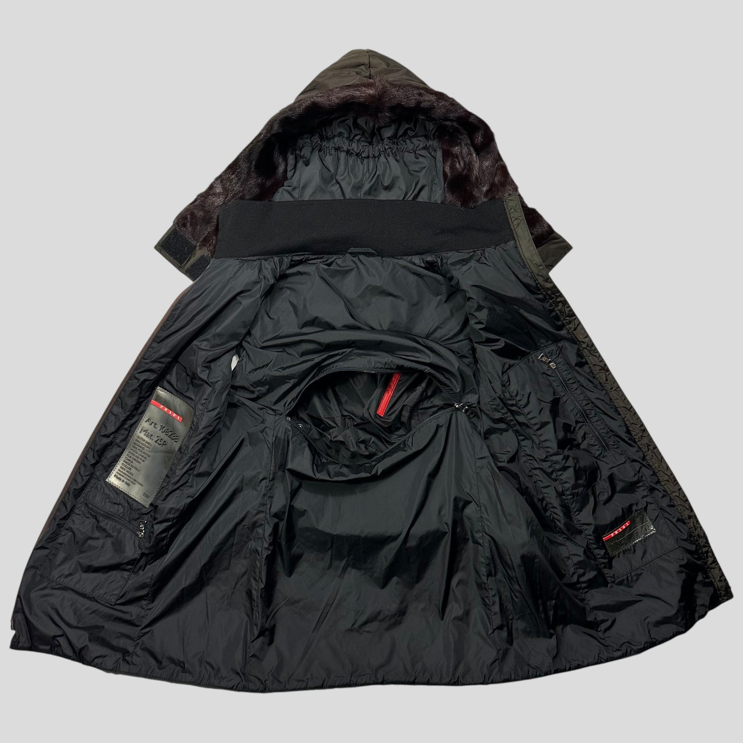 Prada Sport AW00 7 in 1 Nylon Padded Goat Fur Modular Bag Jacket - IT42 (S)