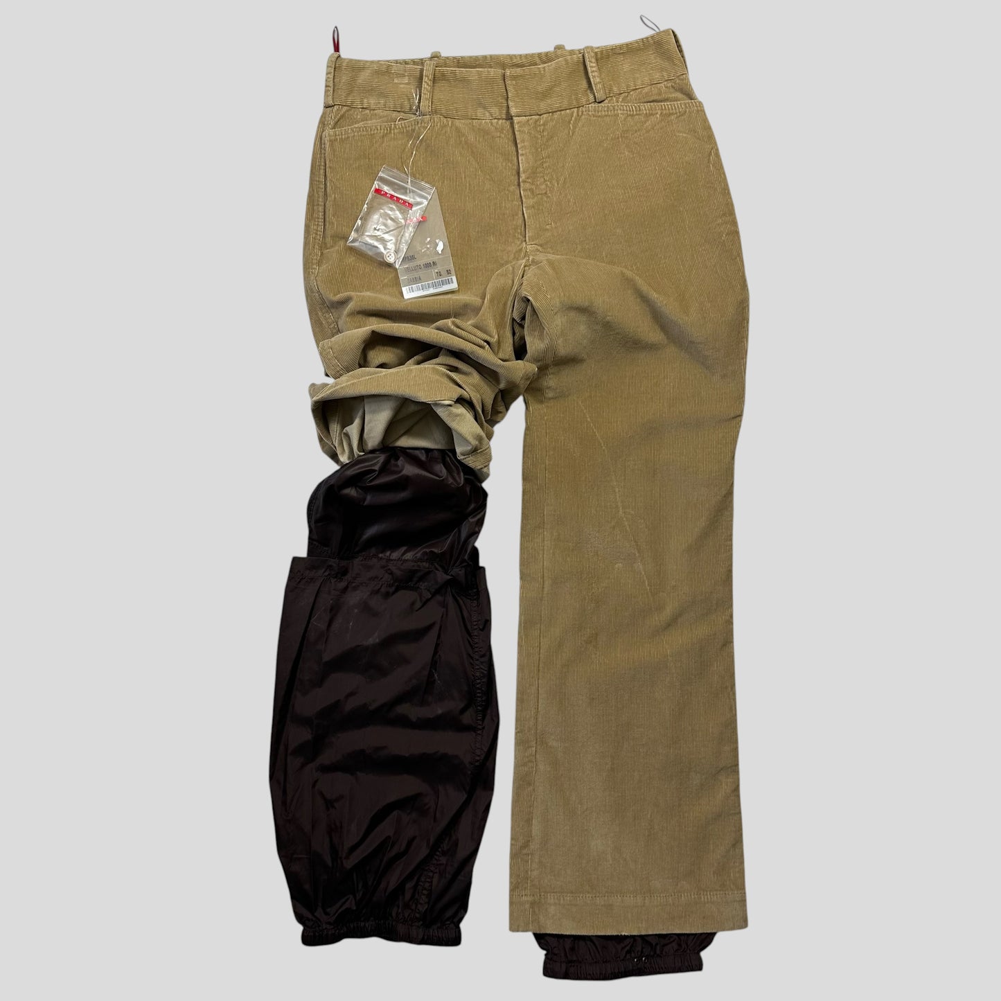 Prada Sport 00’s 2 in 1 Corduroy Double Layered Ski Trousers - L
