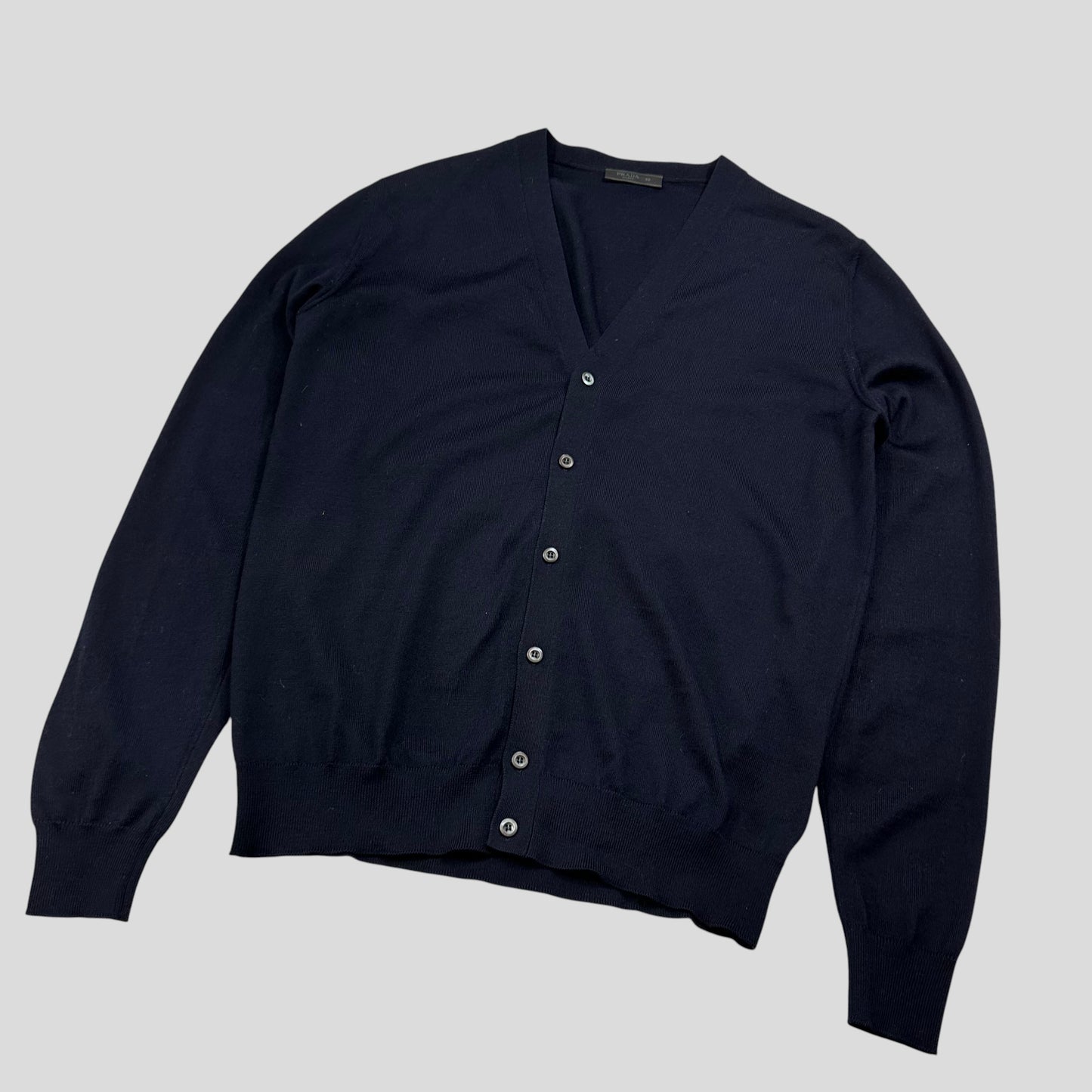 Prada Milano 2017 Virgin Wool Minimalist Navy Cardigan - IT50