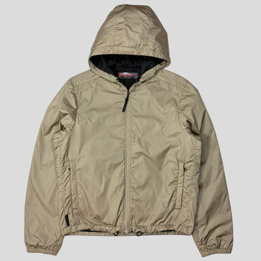 Prada Sport 2007 Black Tab Champagne Nylon Lightly Padded Windbreaker - M