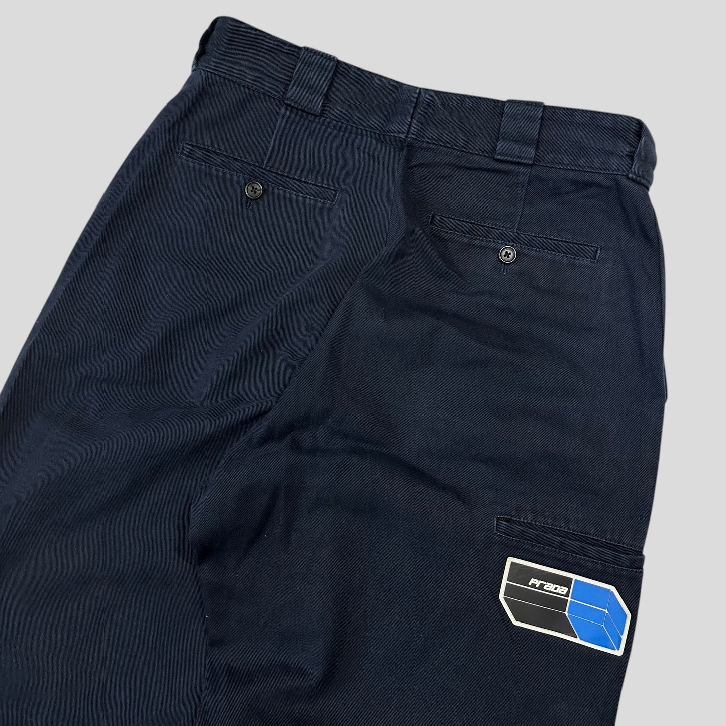 Prada 2018 Rubber Logo Baggy Drill Cotton Trousers - IT48