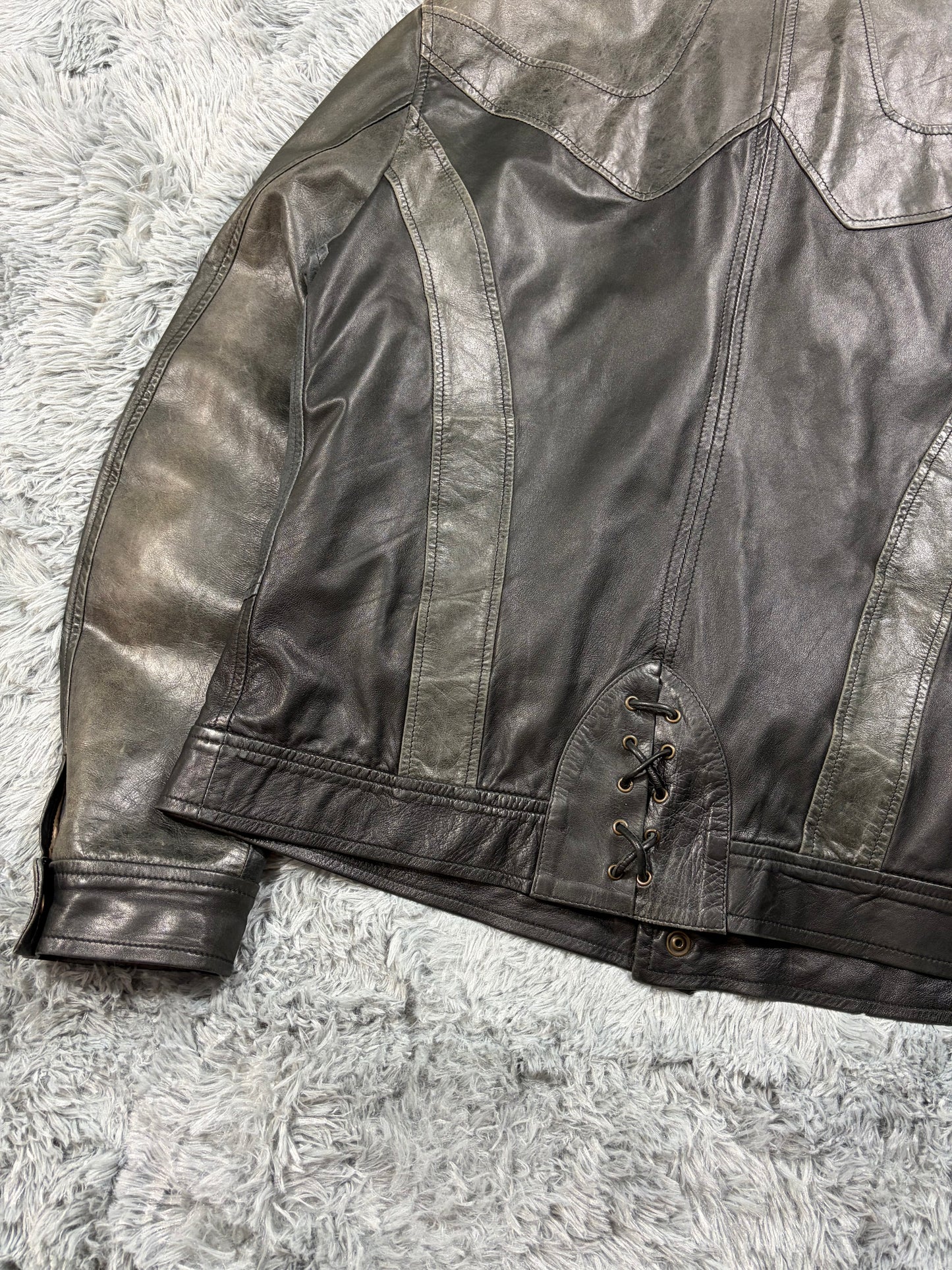 Just Cavalli SS07 Leather Weathered Bondage Jacket - L