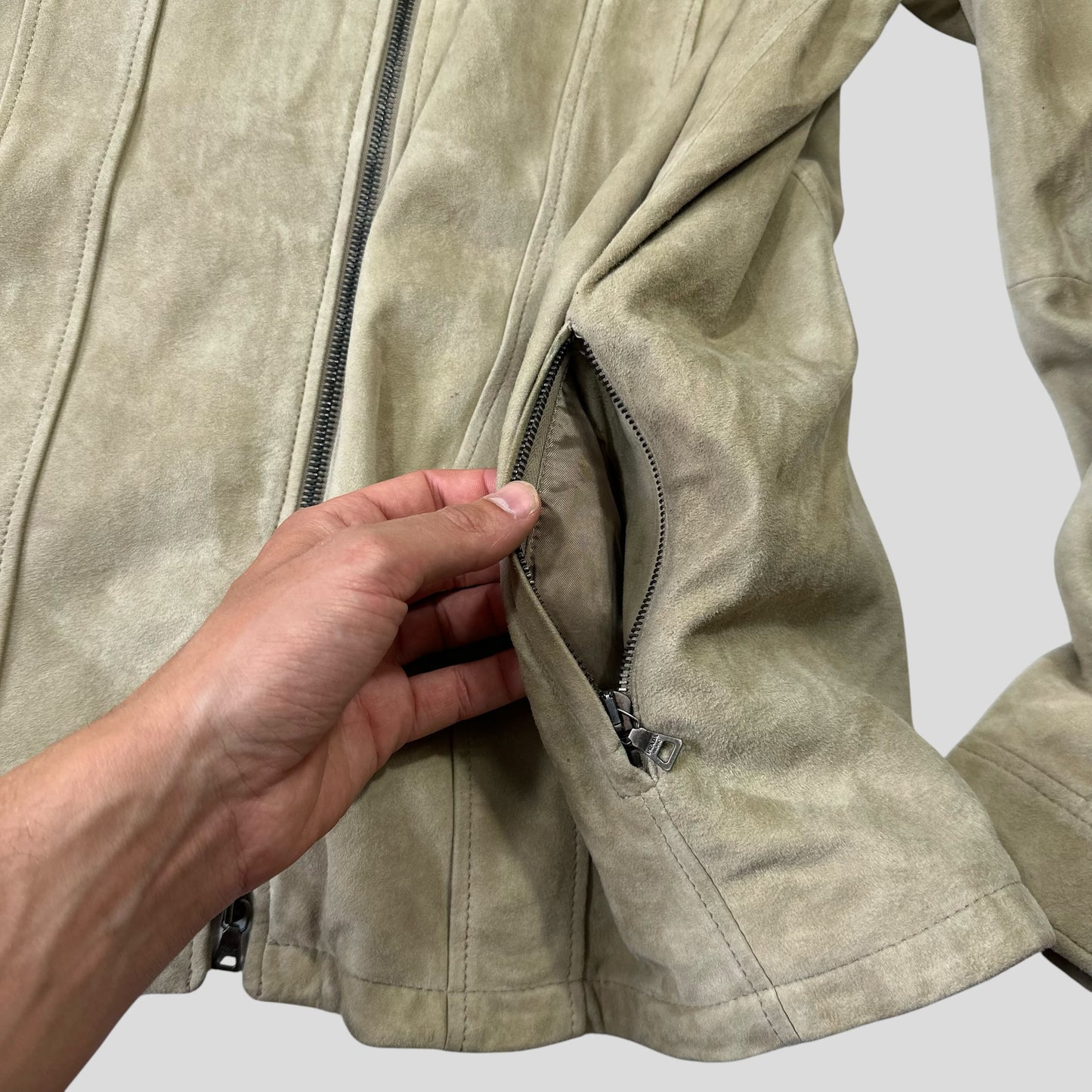 Prada Milano 2007 Suede Leather Double Pocket Logo Jacket - IT56