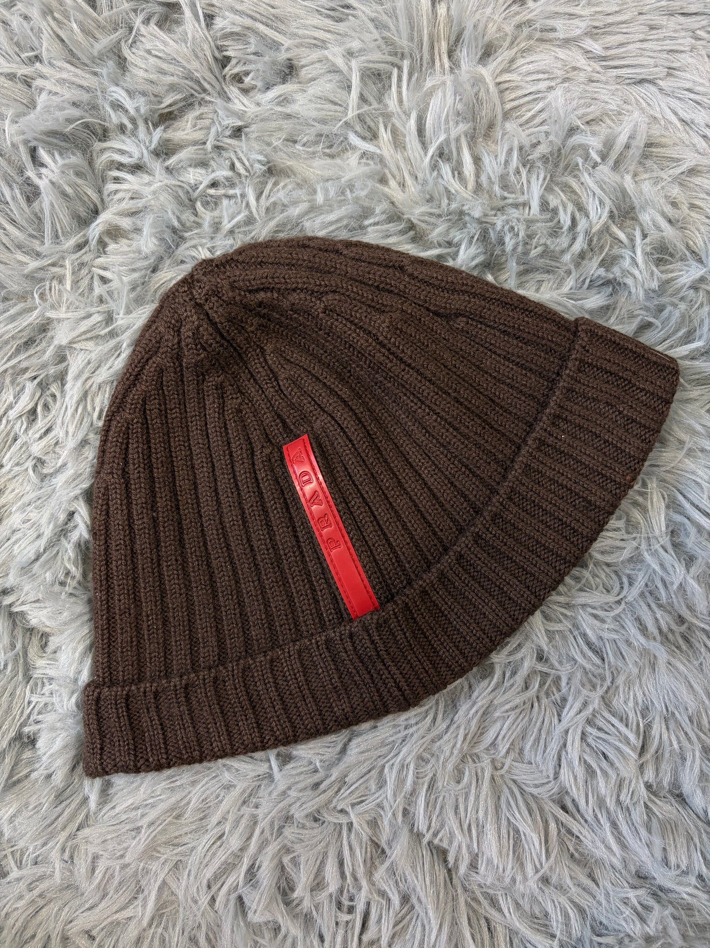 Prada Sport 00’s Brown Wool Ribbed Fisherman’s Beanie