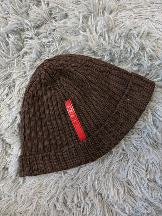 Prada Sport 00’s Brown Wool Ribbed Fisherman’s Beanie