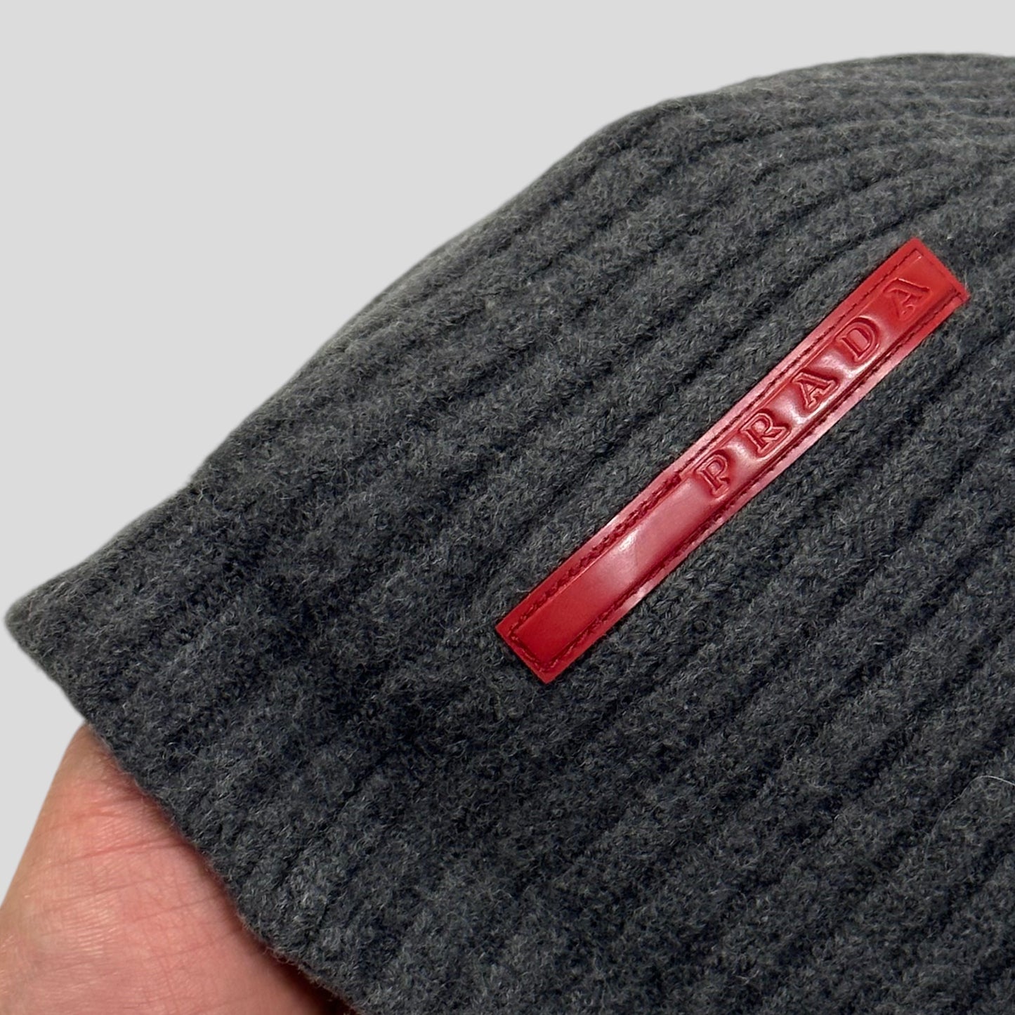 Prada Sport 00’s Grey Ribbed Fisherman’s Beanie - OS