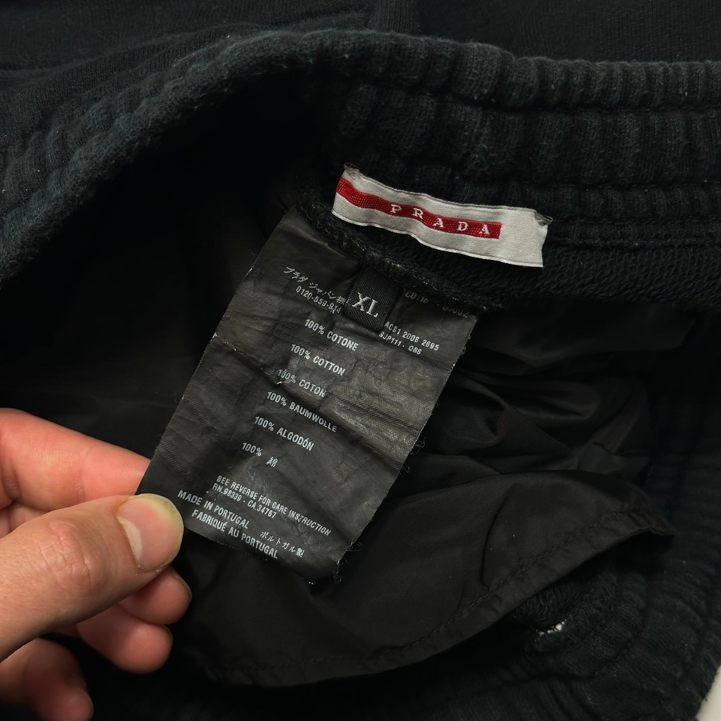 Prada Sport 2006 Black Cotton Jogger Tracksuit Bottoms - M/L
