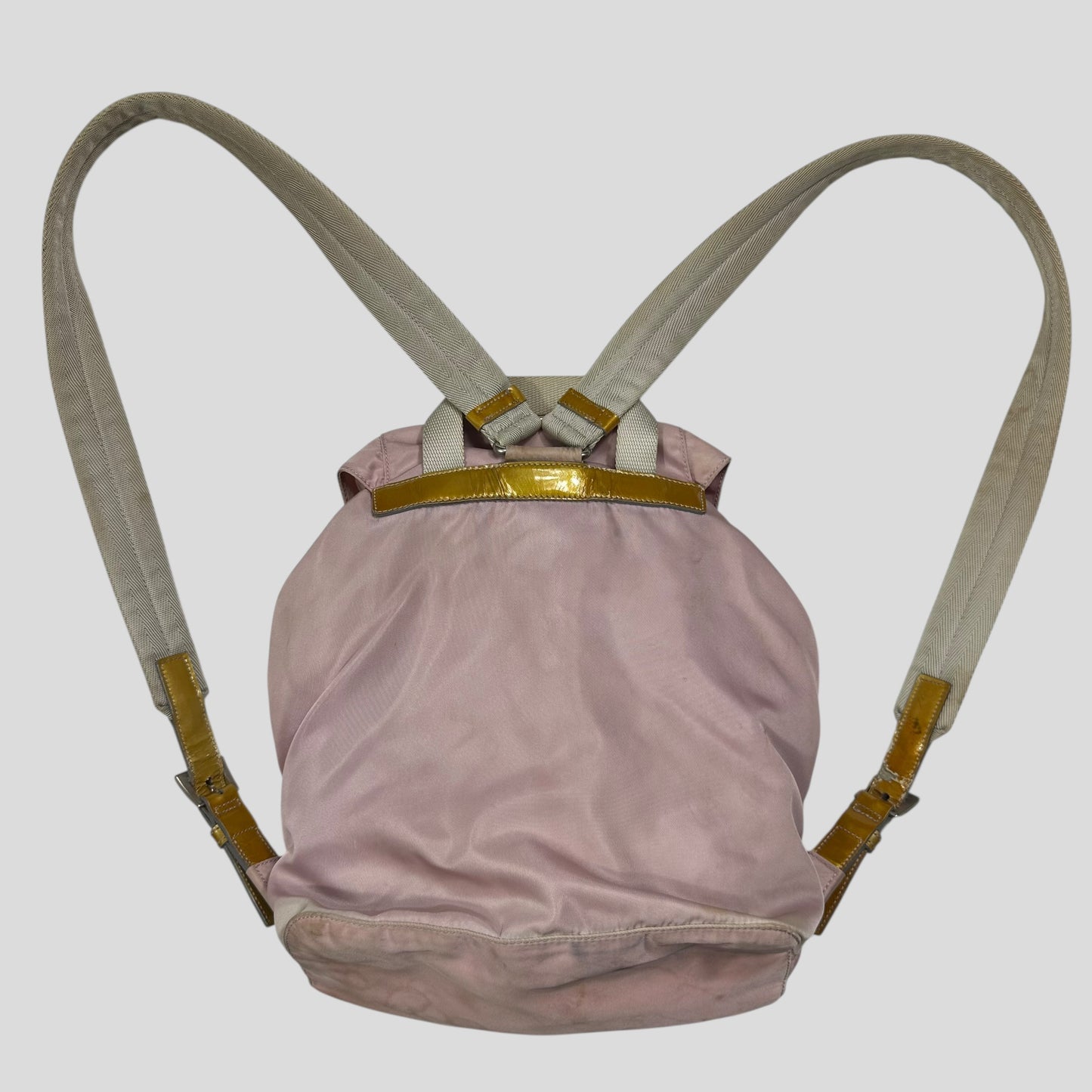 Prada Milano 00’s Triangle Plaque Logo Nylon Pink Backpack