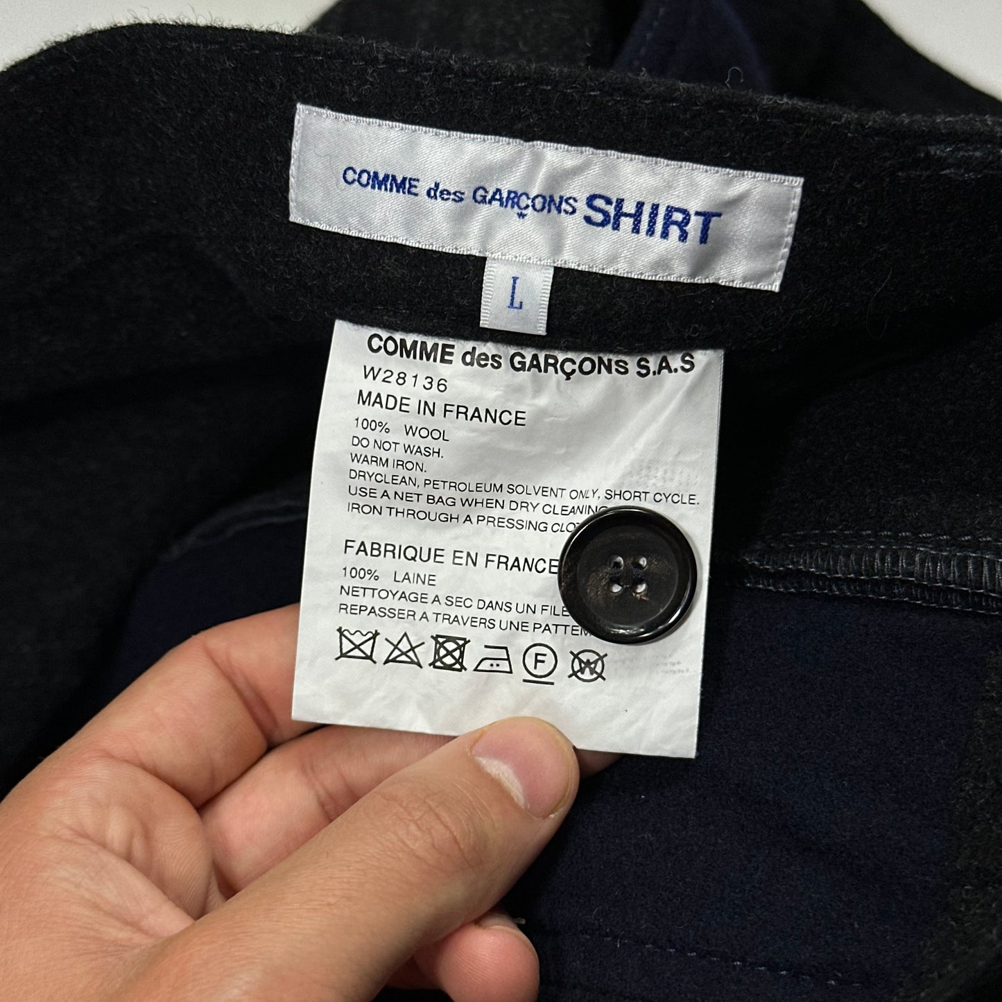 CDG SHIRT 00’s Buckle Patchwork Panelled Wool Trousers - L