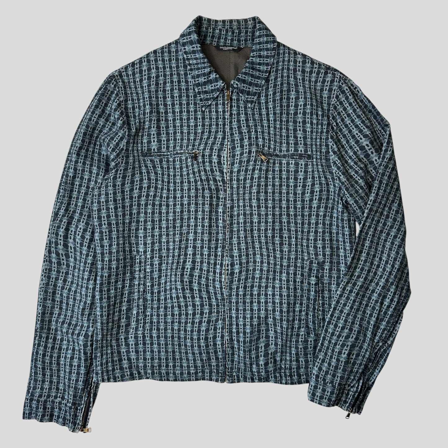 Dolce & Gabbana 00’s Psychedelic Barbed Wire CottonBiker Jacket - M