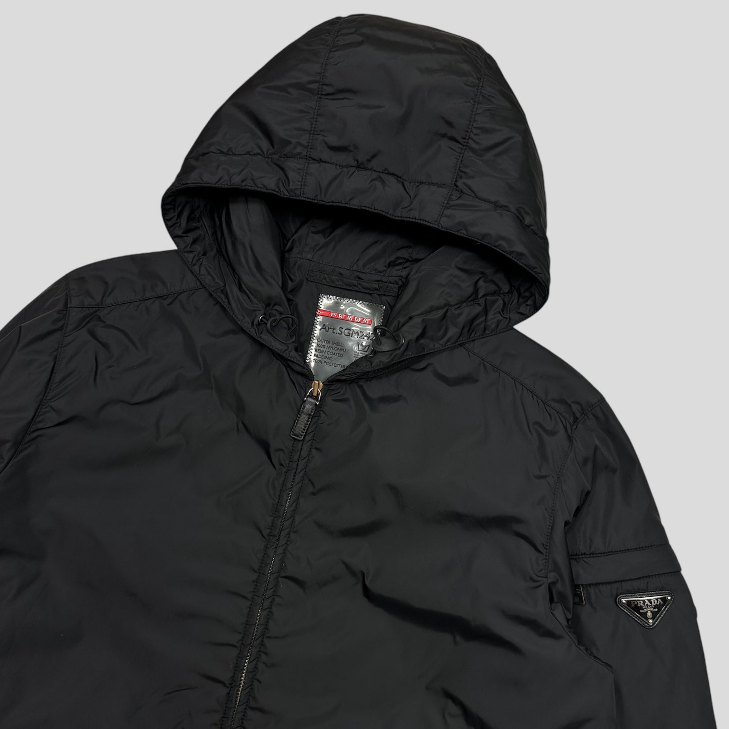 Prada Milano 2013 Nero Black Padded Nylon Windbreaker - M