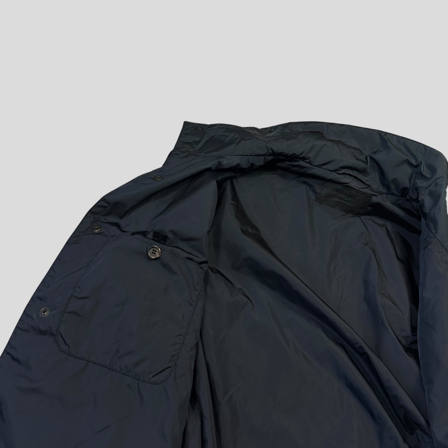 Prada Milano 2001 Asymetric Hybrid Wool and Nylon Jacket - L/XL
