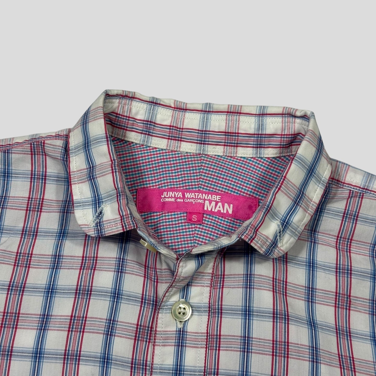 Junya Watanabe Womens 2012 Checkered Plaid Short Sleeve Shirt - S