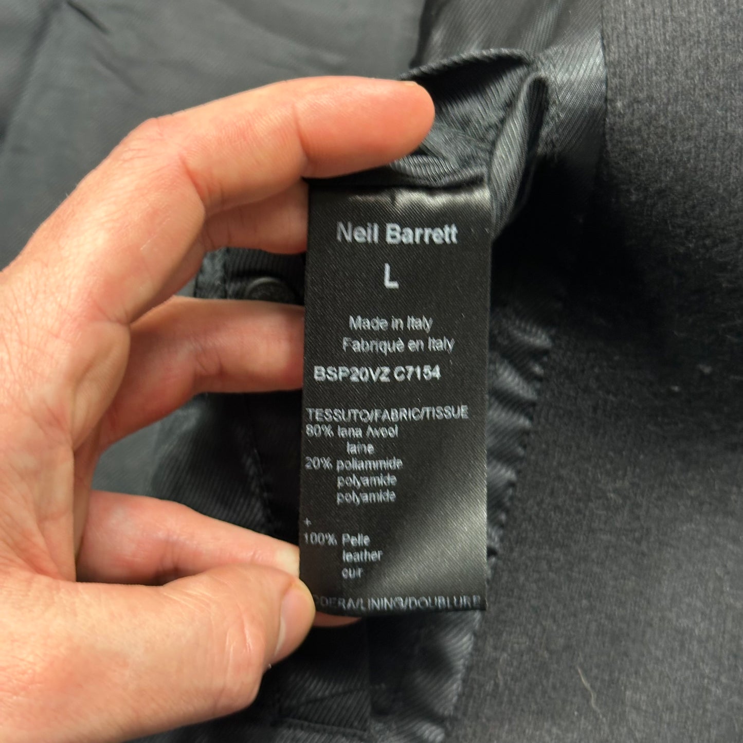 Neil Barrett 00’s Leather + Wool Modular Zip Panelled Biker Jacket - M