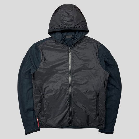 Prada 2017 Red Tab Nylon Panelled Hoodie Jacket - XXL (L)