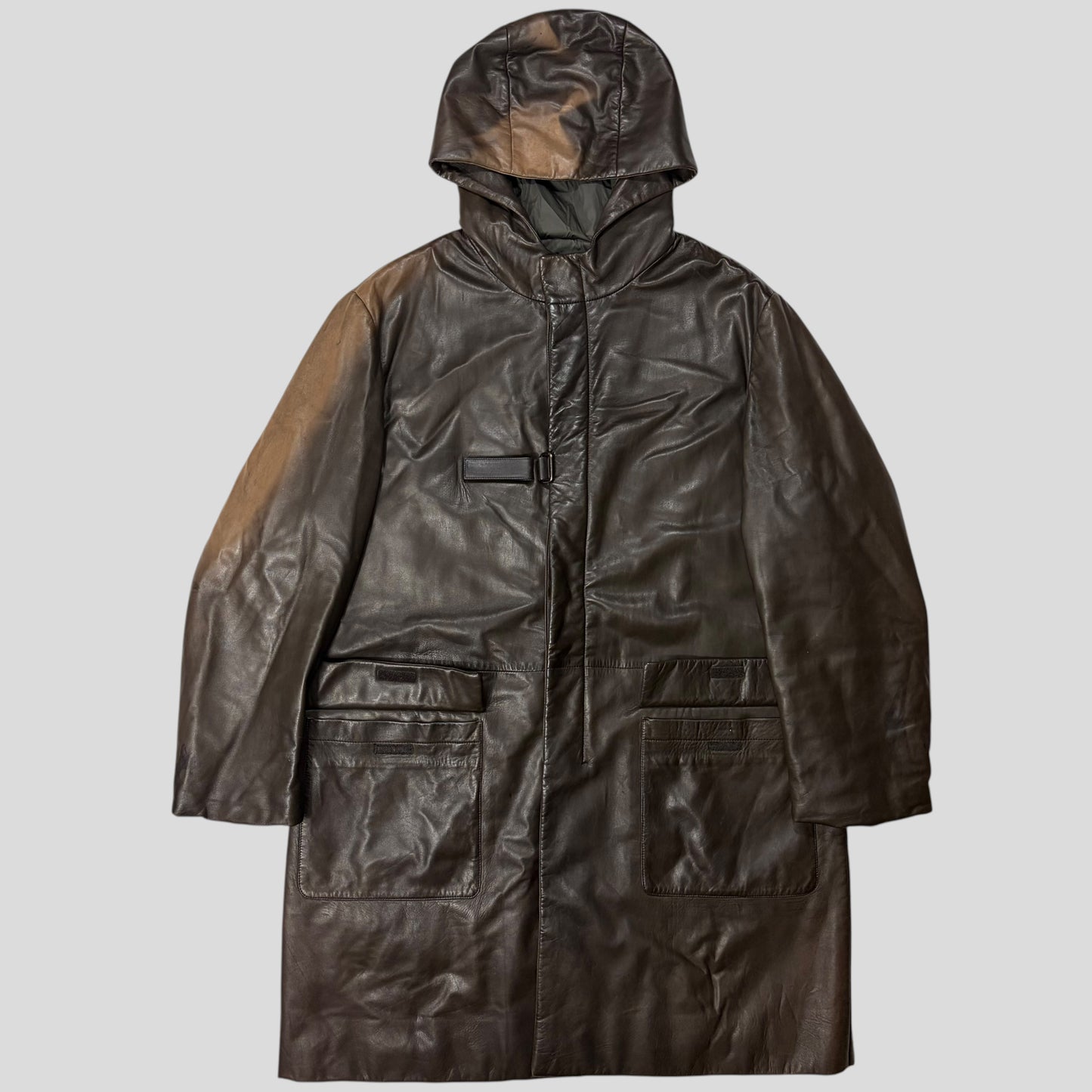 Prada Milano 1999 Runway Strap Detail Sunfade Trench Coat - IT54