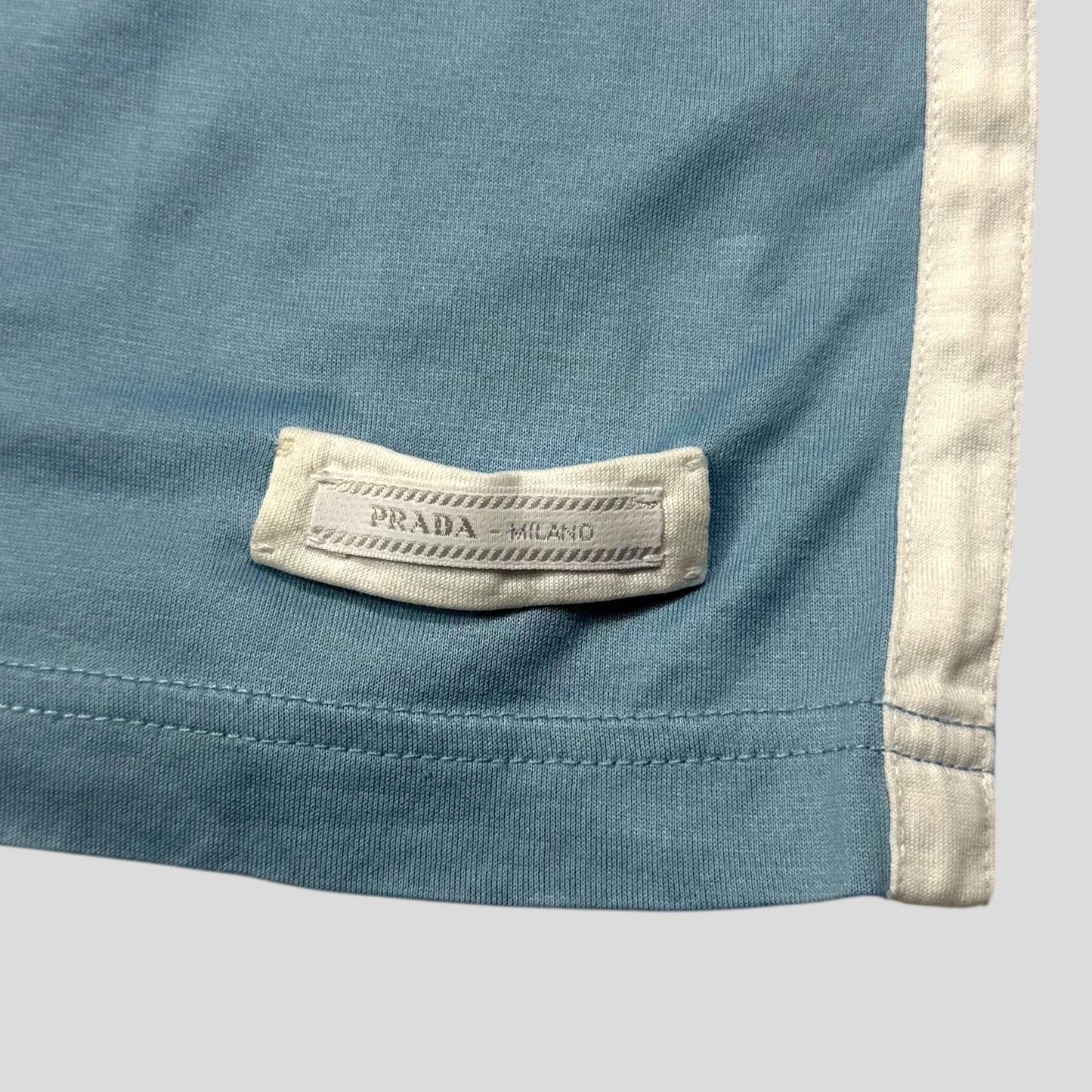 Prada Milano Baby Blue Panelled Logo T-shirt - S/M