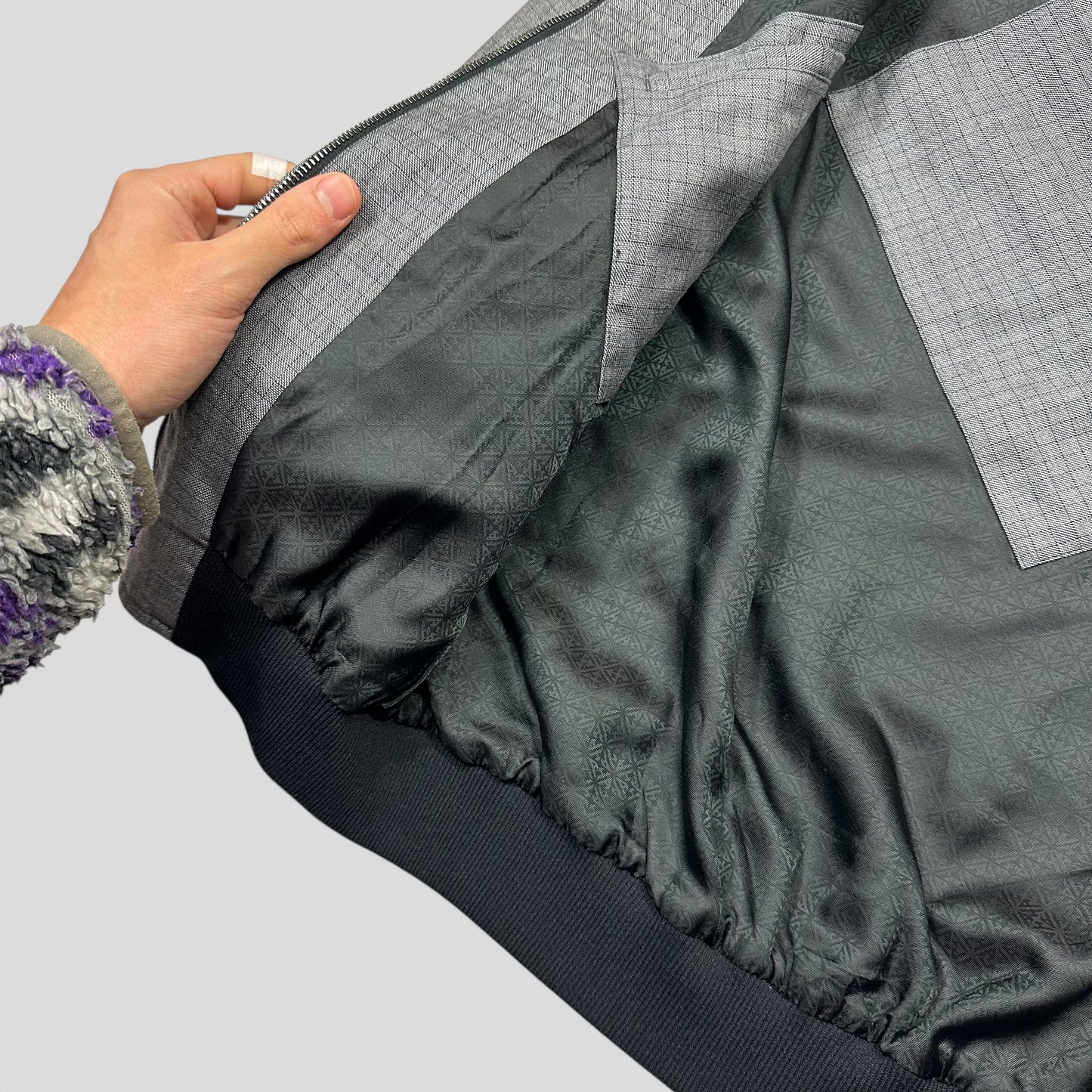 Hardy Amies AW07 Ripstop Grid Asymmetrical Harrington Jacket - M