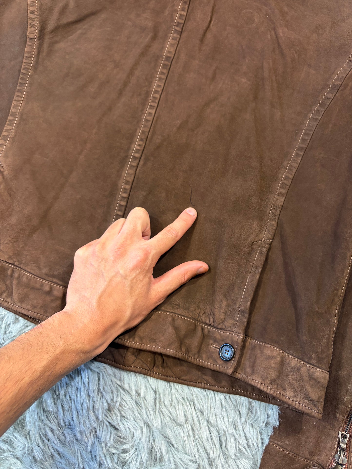 Neil Barrett 2006 Brad Pitt Suede Leather Multipocket Moto Jacket - M