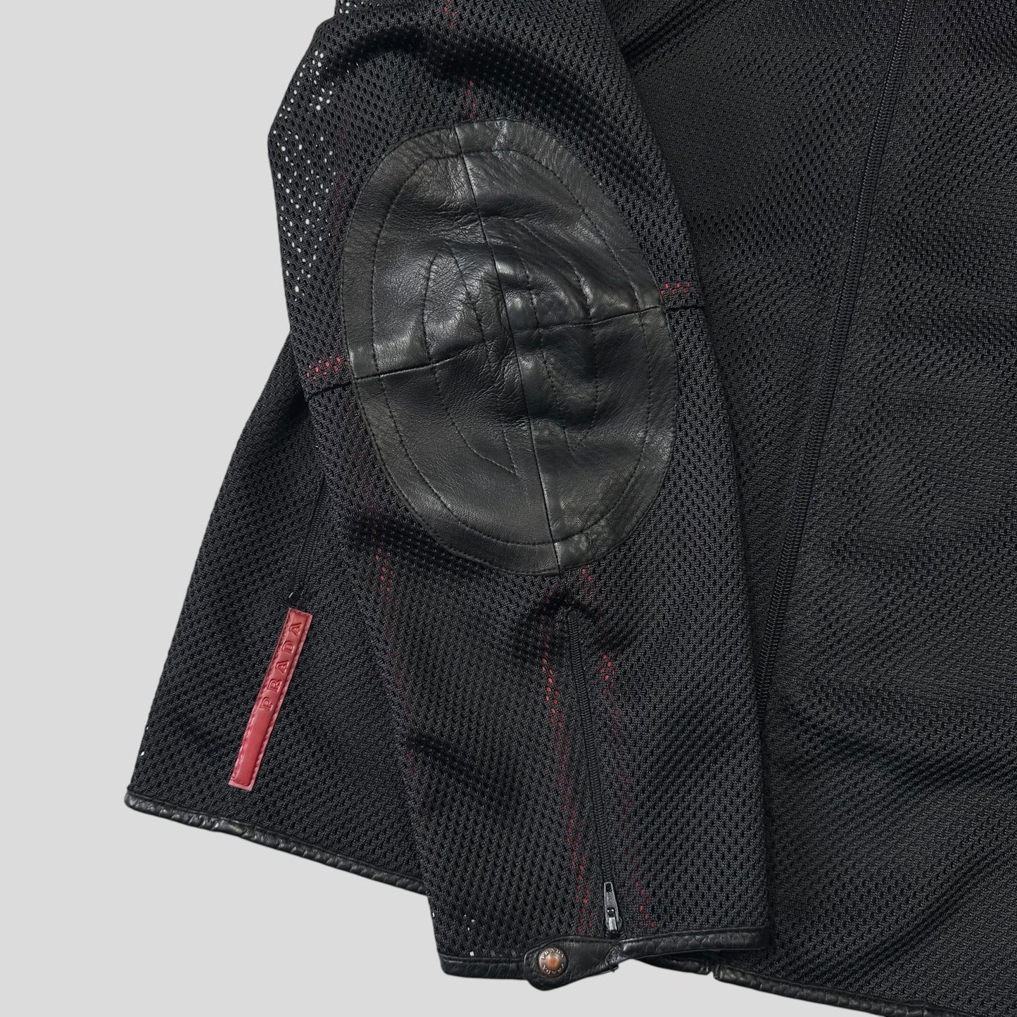 Prada Sport SS00 SAMPLE Mesh + Leather Moto Jacket - IT54