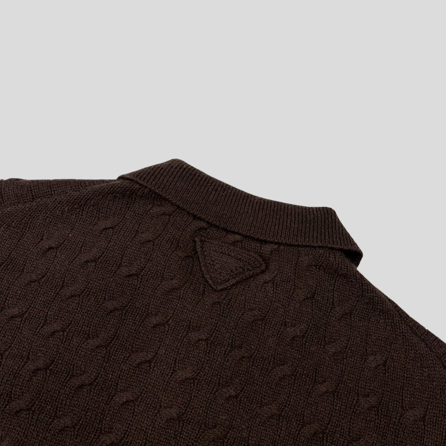 Prada 2024 Triangle Logo Cashmere Collared Cable-knit - L/XL
