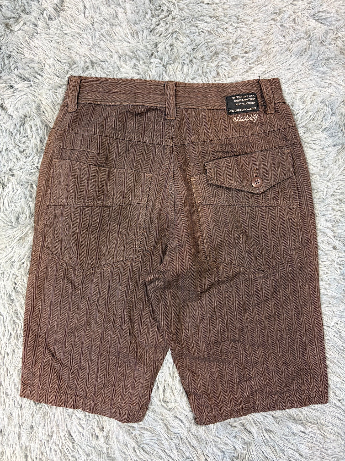 Stussy 00’s Embroidered Logo Striped Brown Shorts - S