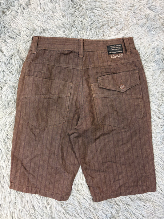 Stussy 00’s Embroidered Logo Striped Brown Shorts - S