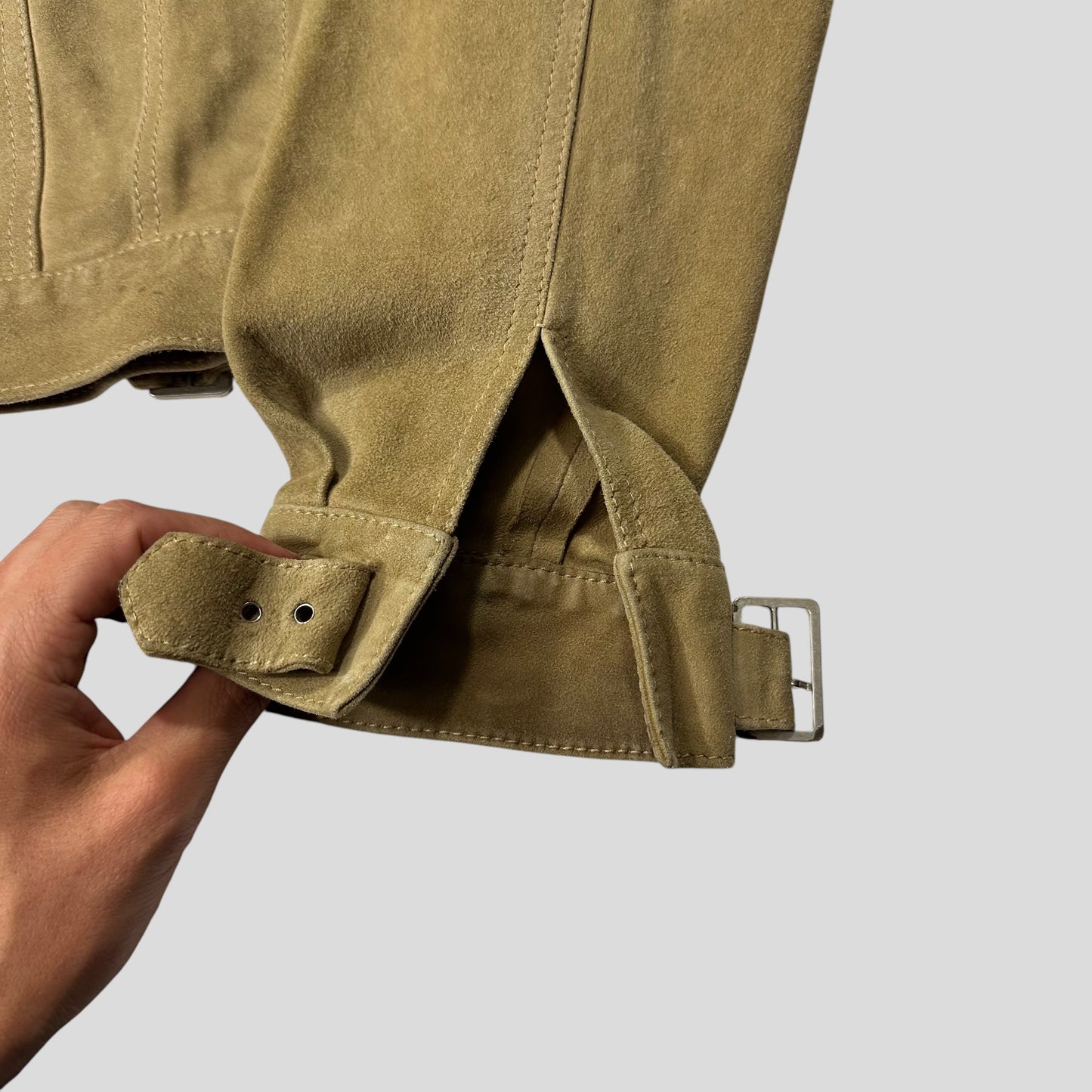 Gucci by Tom Ford 00’s Suede Leather Belted Boxy Trucker Jacket - IT52
